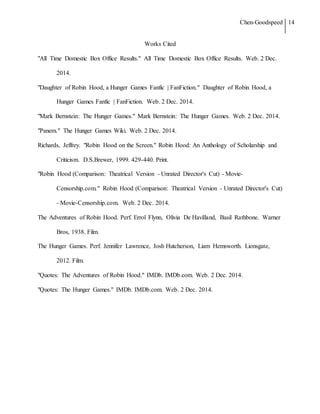 RObin Hood and the Hunger Games DOCX Fiction Books and Literature