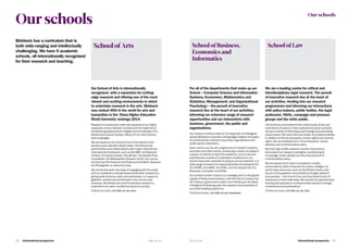 International prospectus  23bbk.ac.ukbbk.ac.uk22   International prospectus
Our schools
Our schools
Birkbeck has a curriculum that is
both wide-ranging and intellectually
challenging. We have 5 academic
schools, all internationally recognised
for their research and teaching.
Our School of Arts is internationally
recognised, with a reputation for cutting-
edge research and offering one of the most
vibrant and exciting environments in which
to undertake research in the arts. Birkbeck
was ranked 49th in the world for arts and
humanities in the Times Higher Education
World University rankings 2014.
Research is conducted under the auspices of our highly
respected, active research centres and the expertise of
the following departments: English and Humanities; Film,
Media and Cultural Studies; History of Art; and Cultures
and Languages.
We are based at the centre of one of the world’s most
dynamic and culturally vibrant cities. The School has
partnerships and collaborations with major national and
international institutions, such as the BBC, the National
Theatre, the Globe theatre, Tate Britain, the Booker Prize
Foundation, the Metropolitan Museum of Art, the Louvre,
the Cannes Film Festival, the Prado and the Berlin Museum
für Photografie, to name but a few.
We constantly seek new ways of engaging with the public
and our academics actively disseminate their research by
giving public lectures, talks and workshops, in museums,
galleries, schools and at festivals in this country and
overseas. We believe arts and humanities research is
essential to an open-minded and dynamic society.
To find out more, visit bbk.ac.uk/arts
School of Arts
For all of the departments that make up our
School – Computer Science and Information
Systems; Economics, Mathematics and
Statistics; Management; and Organizational
Psychology – the pursuit of innovative
research lies at the heart of our activities,
informing our extensive range of research
opportunities and our interactions with
business, government, the public and
organisations.
Our research centres draw on the expertise of colleagues
across Birkbeck to provide cutting-edge insights into topics
of contemporary interest to business organisations and
public sector institutions.
Each centre runs its own programme of research projects,
seminars and other events, producing a variety of research
outputs of interest to both the academic community and
practitioners outside of universities. Academics in our
School have been awarded funding to pursue research in a
wide range of areas from awarding bodies including the EU,
the EPSRC, the AHRC, the ESRC, and the Department for
Business, Innovation and Skills.
Our central London location is a vantage point to this global
capital of finance and industry, with the City of London, the
UK Treasury, government select committees and the Bank
of England all drawing upon the research and expertise of
our world-leading academics.
To find out more, visit bbk.ac.uk/business
School of Business,
Economics and
Informatics
We are a leading centre for critical and
interdisciplinary legal research. The pursuit
of innovative research lies at the heart of
our activities, feeding into our research
programmes and informing our interactions
with policy-makers, public bodies, the legal
profession, NGOs, campaign and pressure
groups and the wider public.
The School is committed to the critical study of law and
institutions of justice in their political and social contexts
and as a means of effecting social change and promoting
social justice. We have informed public and political debate
in relation to HIV law and policy, human rights and minority
rights, law and development, home education, sexual
diversity, and criminal justice policy.
We host high-profile research centres that build on
and extend our research strengths, contributing to
knowledge, public debate and the improvement of
criminal justice policy.
We are based at the heart of academic London,
surrounded by other University of London colleges, by
world-class resources, such as the British Library, and
by one of the greatest concentrations of legal research
and practise – the Inns of Court and the Royal Courts of
Justice are a short walk away. We provide focused doctoral
training and assistance to disseminate research through
conferences and publications.
To find out more, visit bbk.ac.uk/law
School of Law
 