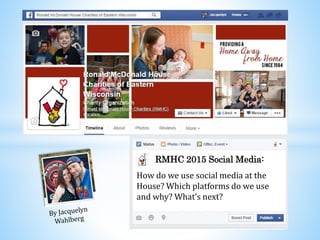 How do we use social media at the
House? Which platforms do we use
and why? What’s next?
RMHC 2015 Social Media:
 