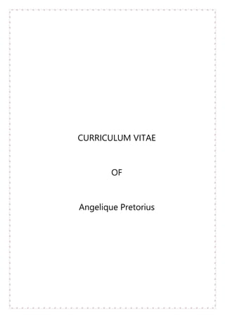 Curriculum Vitae Angelique Pretorius | PDF