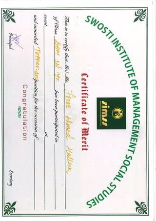 Certificate of Merit (1st Year)