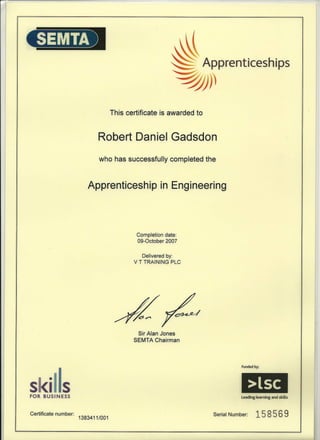 SEMTA Apprenticeship In Engineering
