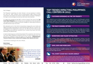 Dear Colleague,
The Philippines’ expanding call center industry is not just growing in numbers,
but reach too... With cust...