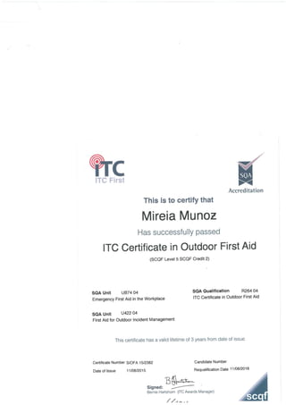 Outdoor first aid certificate-Mireia