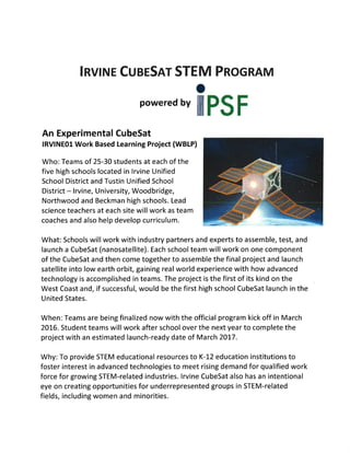 IPSF Cube Satellite Program