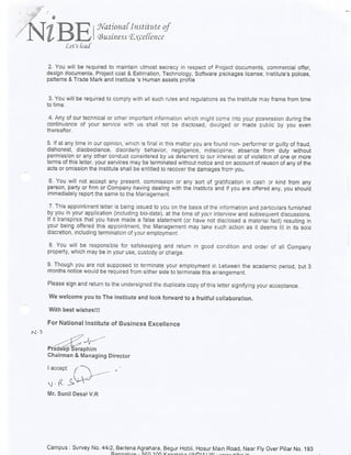 Appointment letter of Nibe 2