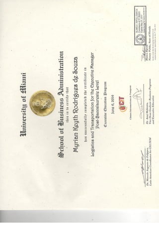 Diploma - University of Miami - Logistics