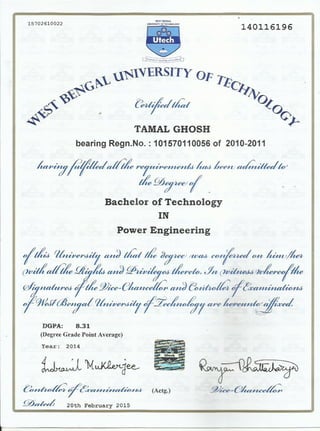 B.Tech Certificate