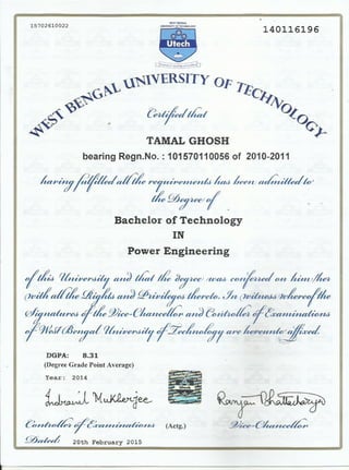 B Tech Certificate PDF