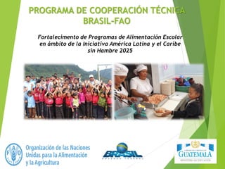 PROGRAMA DE COOPERACIÓN TÉCNICA
BRASIL-FAO
Fortalecimento de Programas de Alimentación Escolar
en ámbito de la Iniciativa América Latina y el Caribe
sin Hambre 2025
 