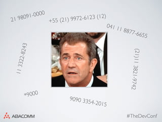 #TheDevConf
21 98091-0000
9090 3354-2015
041 11 8877-6655
+55 (21) 9972-6123 (12)
*9000
113322-8243
(21)113821-9742
 