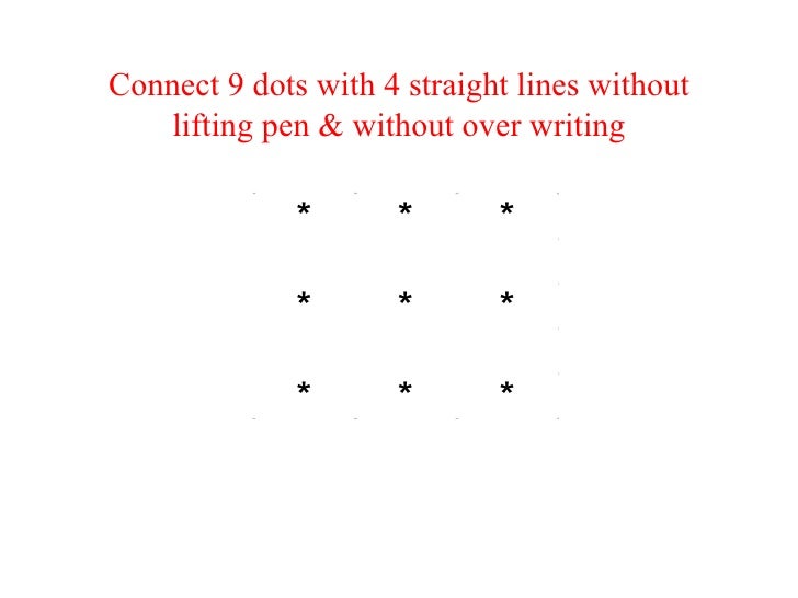 how to join 9 dots with 4 straight lines