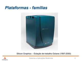 Plataformas - famílias
Sistemas e Aplicações Multimídia 5
Silicon Graphics - Estação de trabalho Octane (1997-2000)
 