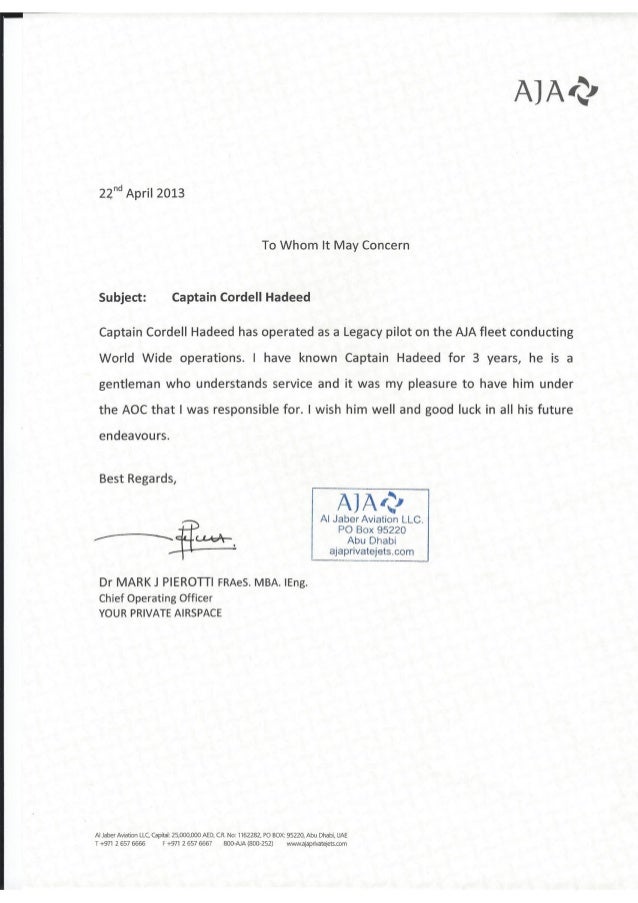 letters of recommendation airline pilot letter of recommendation