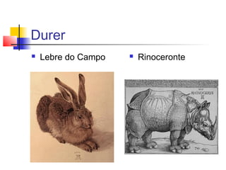 Durer
   Lebre do Campo      Rinoceronte
 
