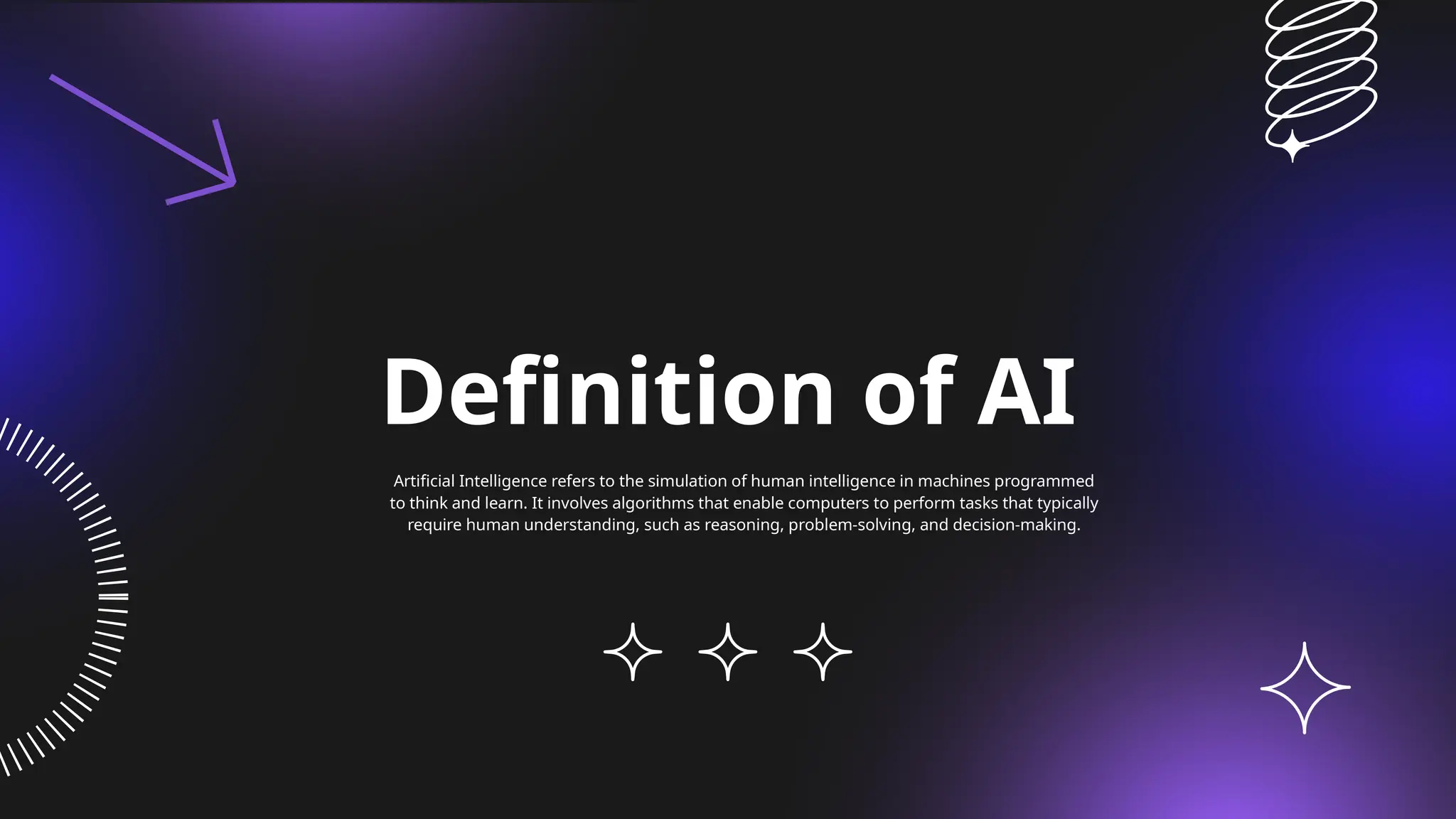 Definition of AI
Artificial Intelligence refers to the simulation of human intelligence in machines programmed
to think and learn. It involves algorithms that enable computers to perform tasks that typically
require human understanding, such as reasoning, problem-solving, and decision-making.
 