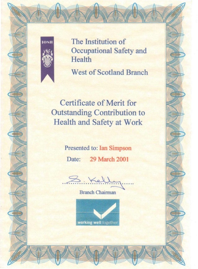 iosh certificate of merit certificate of merit sample