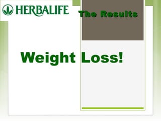 TThhee RReessuullttss 
Weight Loss! 
 