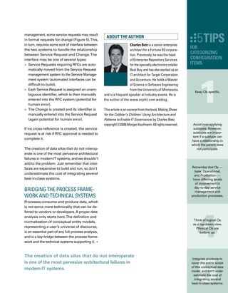 88
Mission:
By Val Sanford
Adopting a pragmatic approach to
gathering data can help you create an
effective CMDB. Use these guidelines
to overcome what might, at first, seem
like an impossible mission.
Possible
 