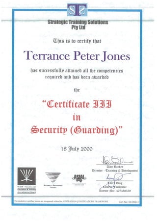 Certificate III - Guarding