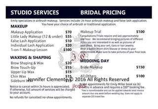 Makeup Charges Menu Sample Menu and Pricing Cards | PDF