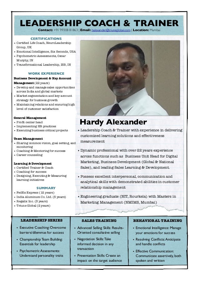 Sales Trainer Leadership Coach Profile Sales Trainer Leadership Coach Profile
