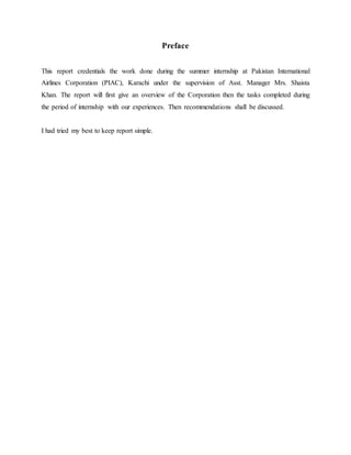 Internship Report Of PIA | DOCX