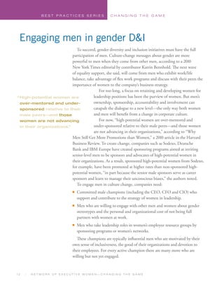 To succeed, gender diversity and inclusion initiatives must have the full
participation of men. Culture-change messages ab...