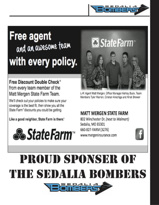 Proud Sponser of
the Sedalia Bombers
 