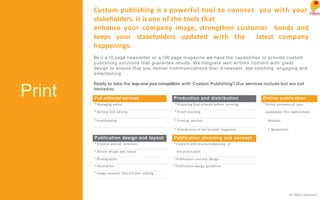 All Rights Reserved
Print
Custom publishing is a powerful tool to connect you with your
stakeholders. It is one of the too...