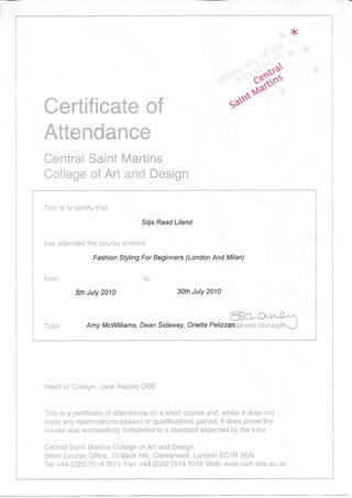 Certificate of Attendance CSM NABA