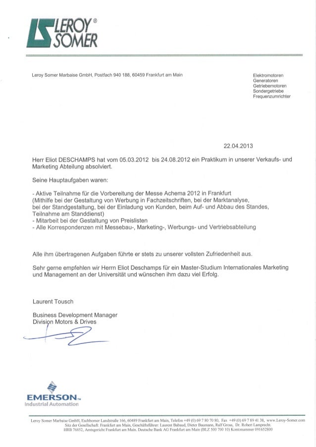 Empfehlungsbrief Leroy Somer