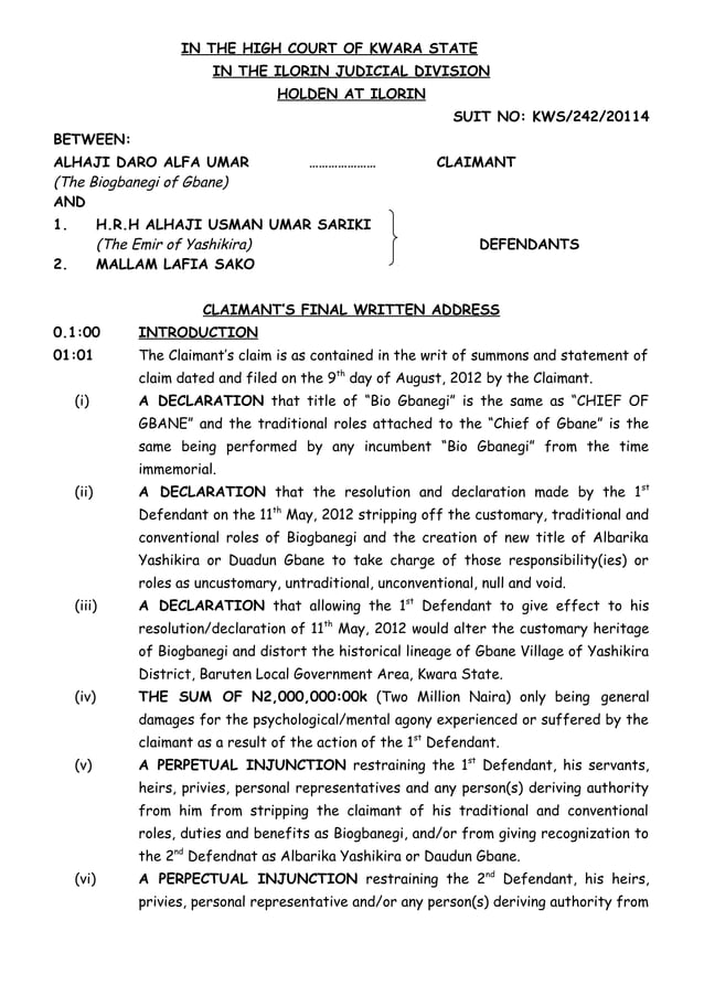 BIOGBANEGI Final Written Address