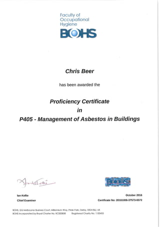 BOHS P405 - Management of asbestos in buildings