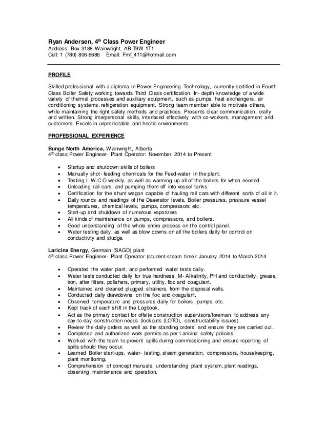 power engineering resumes