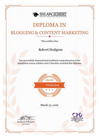 Blogging & Content Marketing Diploma 