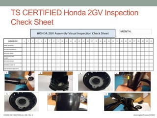 TS CERTIFIED Honda 2GV Inspection
Check Sheet
 