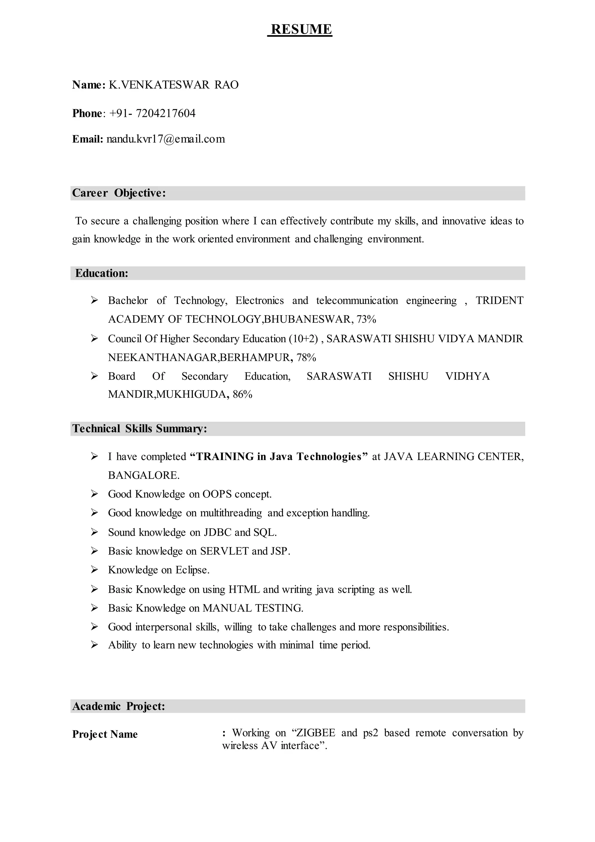 KVR RESUME1 | PDF