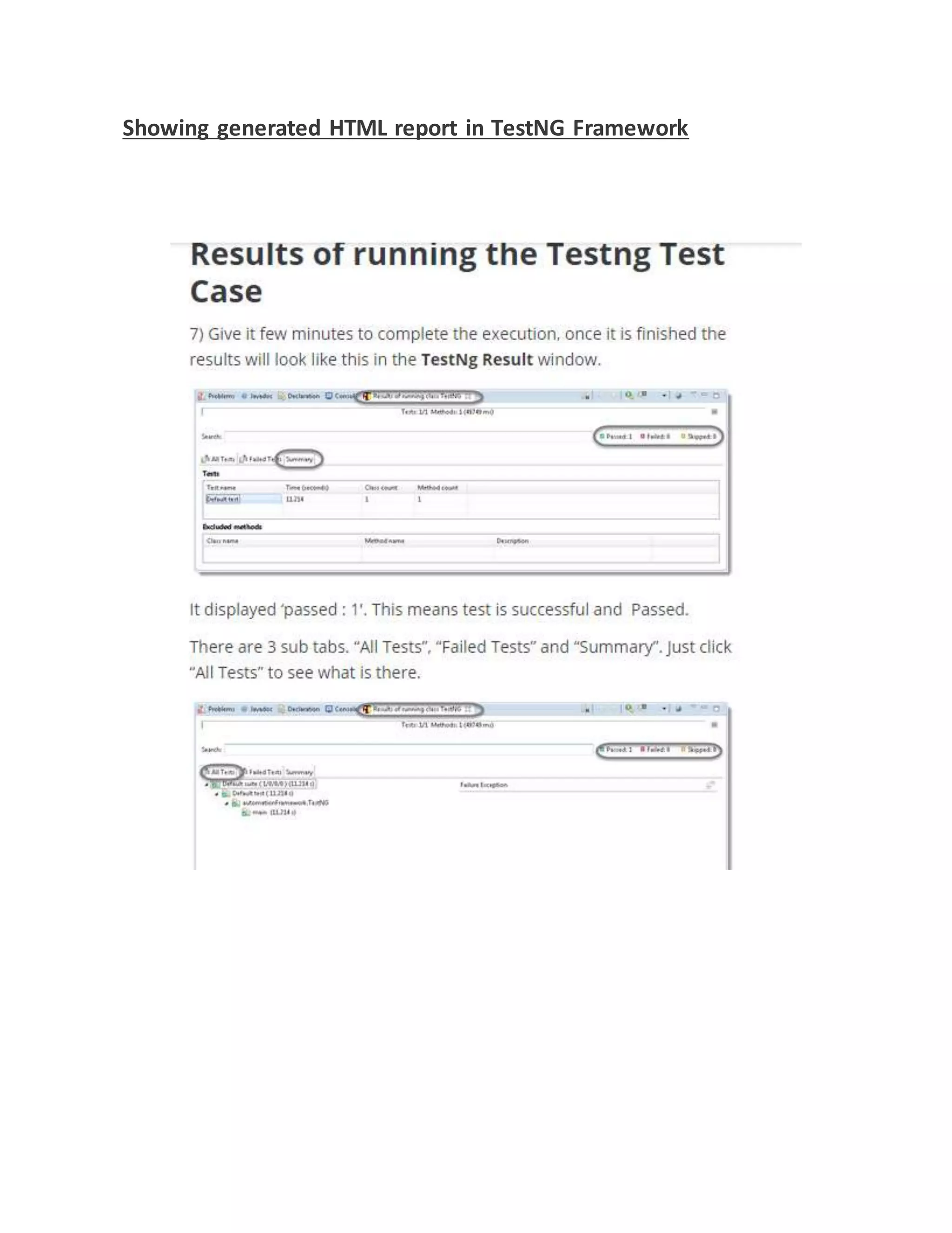 Showing generated HTML report in TestNG Framework
 