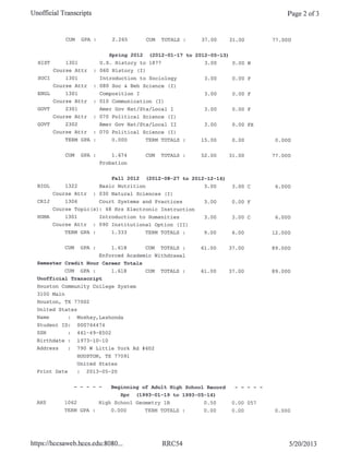COLLEGE TRANSCRIPTS | PDF