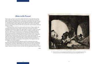 76 77
4.5 Francisco de Goya y Lucientes (Spanish, 1746-1848), Bitter to Be Present (Amarga Presencia) pl. 13 from
Los Desastres de La Guerra. 1814-1815, burnisher, burin, drypoint, lavis, etching, GCAC 2011.3.13.
Bitter to Be Present
Goya’s series, Los Desastres de la Guerra, depicts the horrors of war. All of the haunting
scenes within this series by Goya seem to stem from one event, the French invasion of
Spain. In February of 1808, the French invaded Spain and by March, the reign of Charles
IV had officially ended. In June of the same year, Napoleon Bonaparte’s brother, Joseph,
was proclaimed King of Spain. While the French did not have control of the Spanish
throne for long and were ousted by 1814, their ascension left a trail of barbarity and blood
(Tomlinson 1994).
Goya’s print, Bitter to Be Present, shows the French invasion of Spain, and the rape
of Spanish woman by two French soldiers. At the center of the print, two soldiers,
identifiable by their French military hats called “shakos” are prepare to subdue and violate
a Spanish woman—as they subdue and violate Spain, by invading and laying claim to
the throne.The French are characterized as cruel barbarians who pillage and plunder
without remorse and who contaminate Spanish purity and destroy female beauty.The
juxtaposition of the French and the Spanish, the attackers and the victim, is emphasized
through Goya’s etching technique.The woman’s purity is made evident through her
pallor and clothes, created through light aquatint and burnishing. Her attackers are made
dark and sinister through a chaotic, loose style of etching. Goya’s own nationalism is
indisputable here through his accentuation of the innocence of the Spanish victim and
the savagery of her French attackers.
Given the societal and political upheaval caused by revolutionary times, many
Spaniards believed that the innate goodness of Spain must be nurtured by “preaching its
national glories” (Tomlinson 1992). While other aspects of Goya’s work may further this
aim, Bitter to Be Present and most of Los Desastres de la Guerra are nationalistic in their
negative depictions of Spain’s enemies and rather than their glorifying portrayals of Spain.
– HLS
 