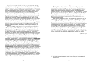 10 11
***
This Introduction’s title, ‘Je suis Callot’ alludes of course to the recent acts of
terrorism in Paris, where twelve people (ten staff and two police officers) were killed in
and around the office of the French weekly, Charlie Hebdo.The magazine was evidently
targeted for its history of publishing unabashedly offensive cartoons described by an
American journalist as “anti-authoritarian, anti-religious, and anti-institutional.”1
That the
French cartoonists were, to varying degrees, following in the footsteps of Callot, Hogarth,
Piranesi, and Goya seems obvious. It is equally apparent that without Enlightenment
and post-Enlightenment ideals such as the liberation of presses and markets from
governmental control, radical, button-pushing, counter-cultural publications such as
Charlie Hebdo could not exist.
In the aftermath of the French tragedy ‘free speech’ became the rallying cry. But the
enduring political value of ‘free images’ was also at stake. As these four artists remind
us, wars of all kinds—civil, religious, cultural—have been fought for, with, and against
pictures. While some prints in this exhibition appeal to written texts and many invoke
historical events or philosophical notions, they refer just as often to sophisticated aesthetic
strategies and enduring artistic traditions. Anything but mere illustrations or objective
accounts of the people, places, and ideas represented, they rely, in other words, on the
knowledge of visual culture. We therefore invite you to approach and enjoy these works
on their own terms, as primary sources for the study of the Enlightenment. We also
encourage you, if moved, to go against the reasonableness of chronology and progress in
order to draw inter-pictorial connections within and between the prints in a manner their
creators would not only have appreciated but quite possibly intended from the start.
– J. Vanessa Lyon
1 http://gawker.com/what-is-charlie-hebdo-and-why-a-mostly-complete-histo-1677959168. Accessed
February 11, 2015.
triumphal monuments, the tripartite Arch of Constantine (313 C.E.). Here, she
argues, the artist’s skewed perspective confounds rather than clarifies our notion of the
façade and its famously grafted-on imperial portraits in a decidedly anti-Enlightenment
manner. If Piranesi’s tumbledown ‘modern’ shack disallows a timeless view of an ancient
arch, it is a strategy to which he will return in the prints known as Grotteschi. As Vale
explains, in these exuberantly ornamental etchings, Piranesi “represents the decay of
various examples of ancient Greek culture, which fall victim to time itself.”
As recent scholarship has shown, some of Piranesi’s most intricate and seemingly
precise architectural views play fast and loose with the structural ‘truth’ of the buildings
depicted. Further broadening our notion of the architect’s aesthetics, Tim McCall
illuminates the Venice-born Piranesi’s ambivalent antiquarian fact-finding. McCall
situates the prints in a cosmopolitan Enlightenment context where, true to the growing
historical interest in national origins, the relative cultural merits of ancient Greece and
antique Rome found fervent support in France and Italy, respectively. Drawing our
attention to the ways in which the “imaginative collides with the archeological” McCall
describes Piranesi’s combination of multiple printmaking techniques and sublimely
subliminal imagery to complicate the boundaries between scientific observation and
artistic license.
Few familiar with the darkly whimsical and damning 1777 Caprichos (Caprices)
of Francisco de Goya (1748-1828) will be surprised to find the Spanish painter and
printmaker similarly blurring art and life with a moral message in mind. Goya’s 65
etchings called the Desastres de la Guerra (Disasters of War) were undoubtedly inspired
by Callot’s Miseries. Like the Miseries, Goya’s vehemently anti-war Disasters reveal
astonishingly little about the precise political and confessional allegiances of their maker.
However nightmarishly surreal their imagery, Goya’s Disasters indisputably relate to the
actual events through which he lived during the Napoleonic invasion of Spain in the
Peninsular War of 1808-1814.
Like Callot’s Miseries, Goya’s Disasters can be understood as both a particular
history and a universal allegory. It follows perhaps, as a close reading of Hannah Storch’s
entries will show, that Goya’s political and philosophical views can vary in the portrayal
of similar subjects and from print to print in the same series. In the Disasters, Storch
argues, the figure of the noblewoman may stand for Spain’s vulnerability to the French
soldiers who devastated Spanish forces and raped and pillaged in Spanish towns. While
in (certain of) the Caprices, by contrast, noblewomen may represent ignorance, idleness,
and foolish resistance to the Enlightenment’s promised freedom from outmoded ideas.
Maria Shevelkina’s careful formal analysis and willingness to examine the Spanish artist’s
‘duality’ sheds additional light on Goya’s—at times simultaneously—pro, counter, and
anti-Enlightenment visual rhetoric. As Shevelkina writes of Goya’s ghastly dismembered
bodies: “Men are left, the last of their dignity stripped, decaying in and along with
nature: the only fruit of these trees is the dead man, the violence of human nature.”
Throughout his lifetime Goya’s political allegiances shifted between King and Country.
As this interpretation suggests, Goya—surely among the most humane of all artist-social
critics—was a humanist in some but not all senses. If ‘man’ is the only animal endowed
with reason, he seems to say, little good it has done us.
 