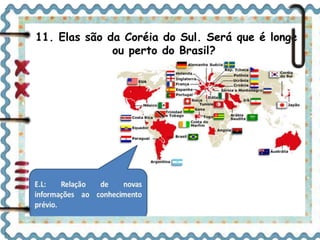 11. Elas são da Coréia do Sul. Será que é longe 
ou perto do Brasil? 
 