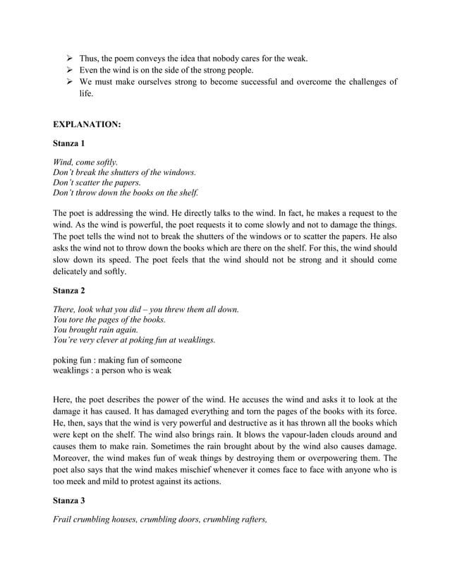 Wind Poem Grade 9 CBSE English SUBRAMANIA BHARATI [Translated