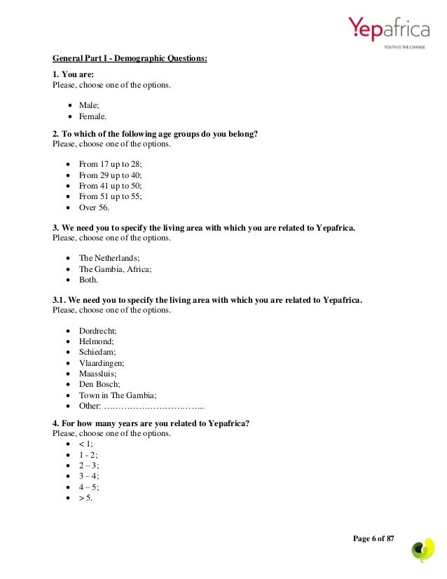 demographic questionnaire