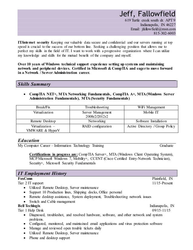 fallowfield jeff resume