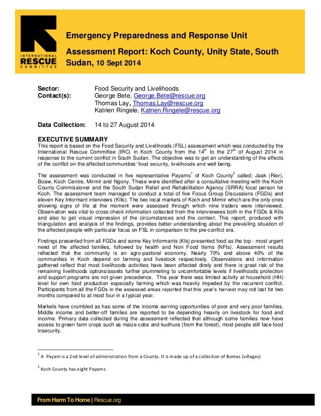 koch food security field assessment report draft koch food security field assessment report draft