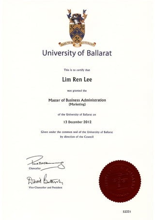 MBA Degree copy, transcripts