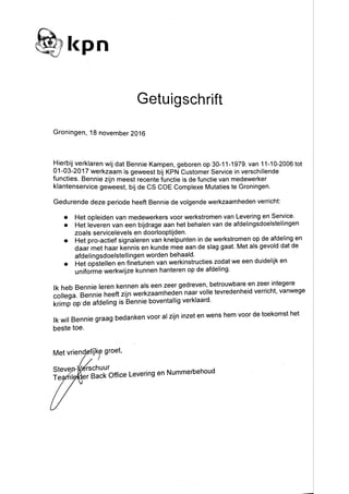 Getuigschrift KPN