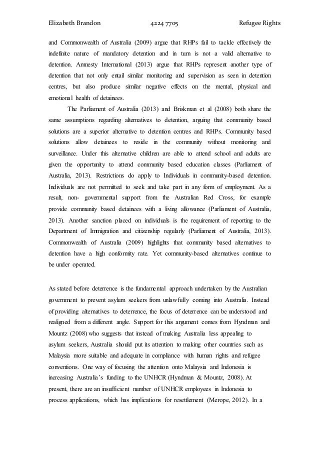 Essay on immigration detention